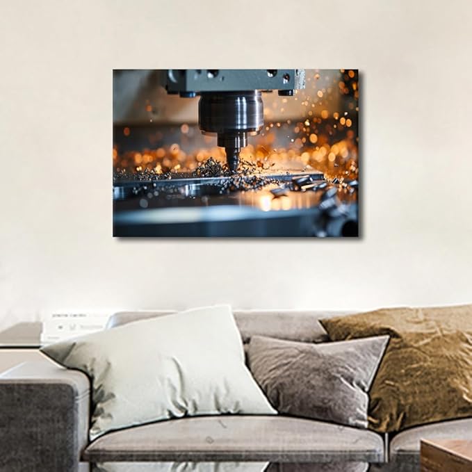 TUMOVO Machine Canvas Art Wall Decor for Bedroom Machine Wall Decor Office Decor Canvas Frame Art Prints Multi Panel Wall Art Bathroom Decor Wall Art Modern Home Decor Artwork Wall Hanging, 12" x18"