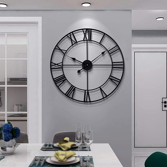 Wall Clock Wall Clock Metal Modern Wall Clocks Battery Operated Silent Clock with Roman Numerals for Office Home Wall Decor Home Decoration Clock (D 40 * 40cm)