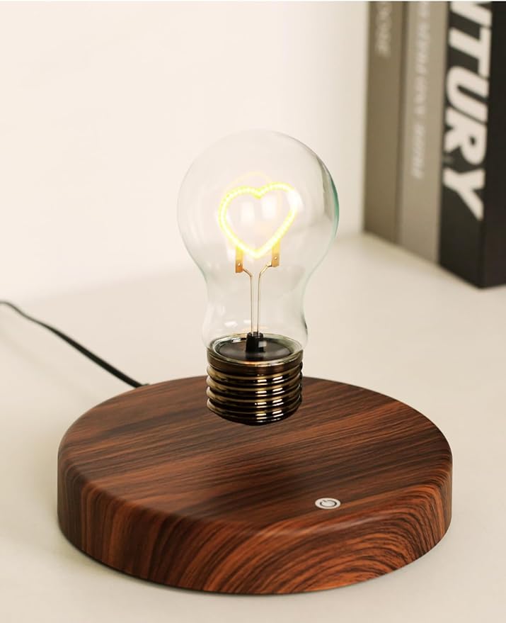 MOOCCI Magnetic Levitating Bulb Lamp with 360° Rotation, Floating Light Desk Night Light, Unique Heart Shape Tech Gadget, Home Office Decor for Bedroom Living Room (Heart Shape)