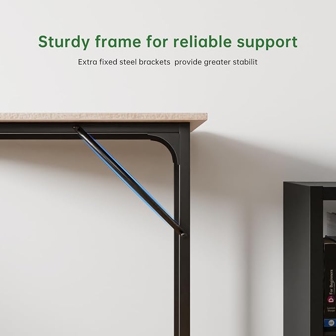 Small Desk,Computer Desk,Study Table,Desk 32 Inch,Metal Frame Office Desk,Modern Simple Style Desk for Home Office,Small Tables for Small Spaces,Adjustable Leg Pads,Nature
