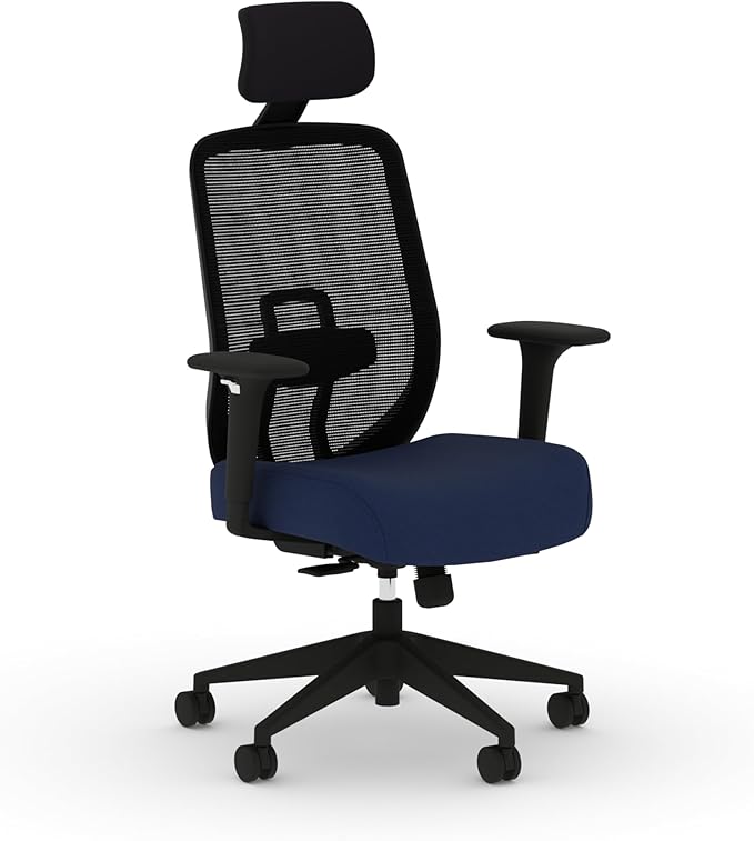 HON Altern Ergonomic Office Chair with Headrest, Arms, Wheels, Foam Cushion Seat, Mid Back Home Office Desk Chair Comfy, Gaming Chair, Height Adjustable Arms, Synchro-Tilt, Black Frame, Indigo