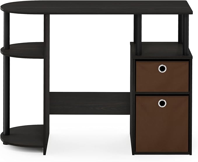 FURINNO Jaya Computer Study Desk with Bin, Brown