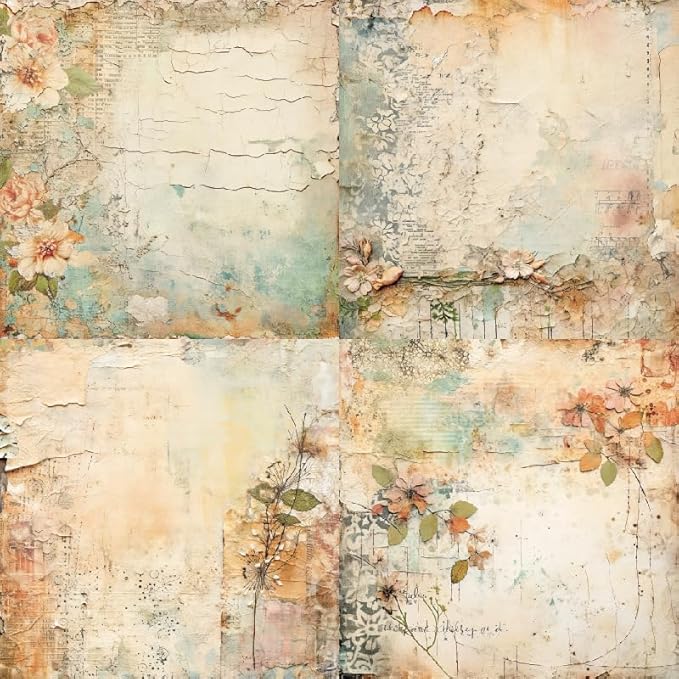 24 Sheets Vintage Floral Scrapbooking Paper Pad 6x6, Decorative Single-Side Craft Paper for Adult Journaling, Card Making, Collage & DIY Scrapbook Projects
