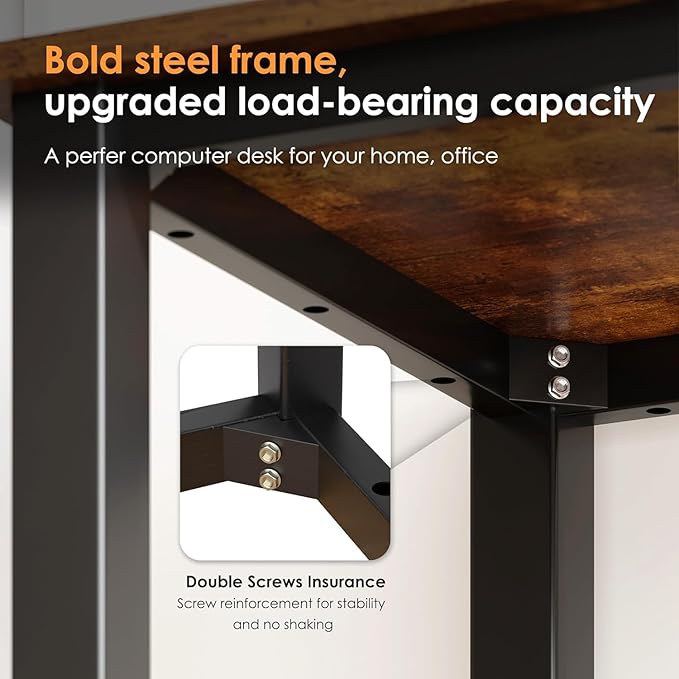sogesfurniture 31.5 inches Sturdy Writing Desk for Small Spaces, Home Office Desk Computer Desk Gaming Desk Computer Table Sturdy Writing Workstation for Home Office, Brown