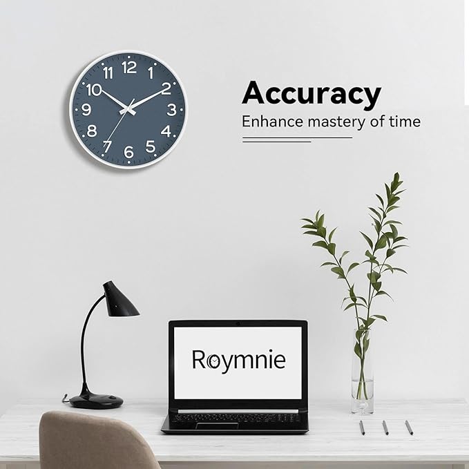 Wall Clock 10 Inch Silent Wall Clocks Battery Operated-Modern Non Ticking Analog Clock Decorative for Kitchen Bedroom Office Bathroom(Azure Blue)