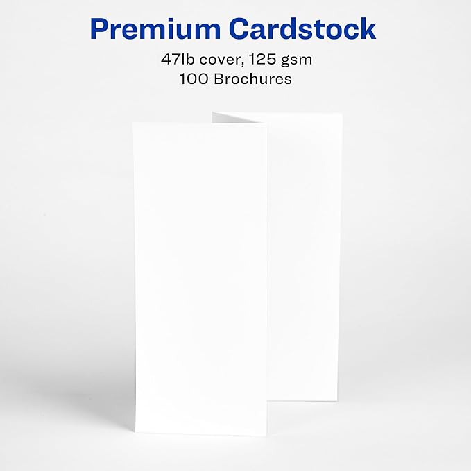 Avery Printable Tri-Fold Brochures with Mailing Seals, 8.5" x 11", Matte White, 100 Blank Brochure Paper for Inkjet Printers (08324)