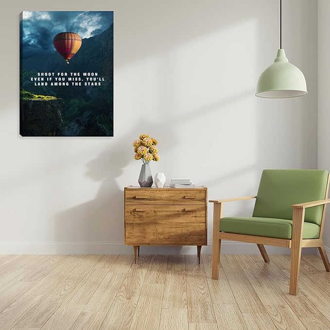 Motivational Wall Decor Inspirational Canvas Wall Painting Print Office Wall Decor Poster Inspiring Framed Canvas Wall Art Decoration Artwork for Living Room Bedroom Workplace 12"x16"
