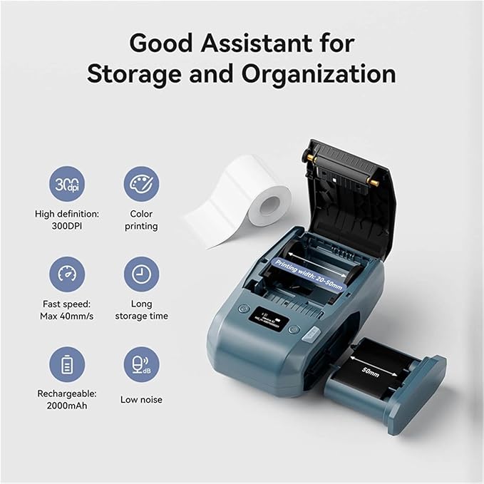 Label Printer, M2 Portable Thermal Transfer Label Printer Multi-Function Sticker Maker Machine for Office Clothes Tag Power Cable