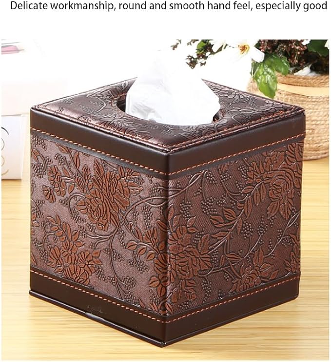 Stylish Tissue Box Leather Paper Roll Holder FashionTissue Organizer and Durable Tissue Box for Bathroom Vanity Desks Offices Bedroom Home Modern Tissue Box (Color : Black A) (White)