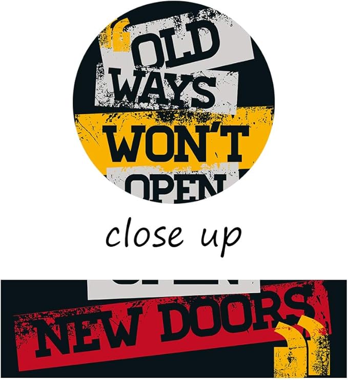 Old Ways Won't Open New Doors-Inspirational Quote Paintings Canvas Pictures Office Wall Art Motivational Posters Colorful Artwork Wooden Framed Home Decor Gallery Wrapped Easy to Hang-12x16 in
