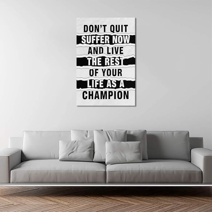 Canvas Trend Life As A Champion Motivational Wall Art for Office Workplace Wall Decor Inspirational Quotes Suffer Now Artwork Wooden Framed Ready to Hang-24x36 inch