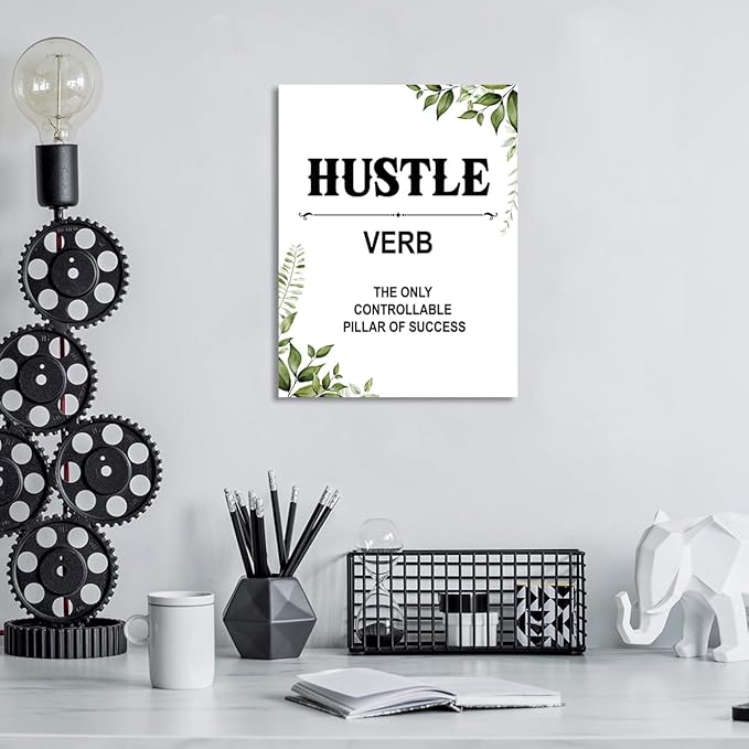 Gwisml Hustle Definition Wall Decor,Inspirational Quotes Canvas Frame Paintings For Office Home Workplace Wall Art Decor