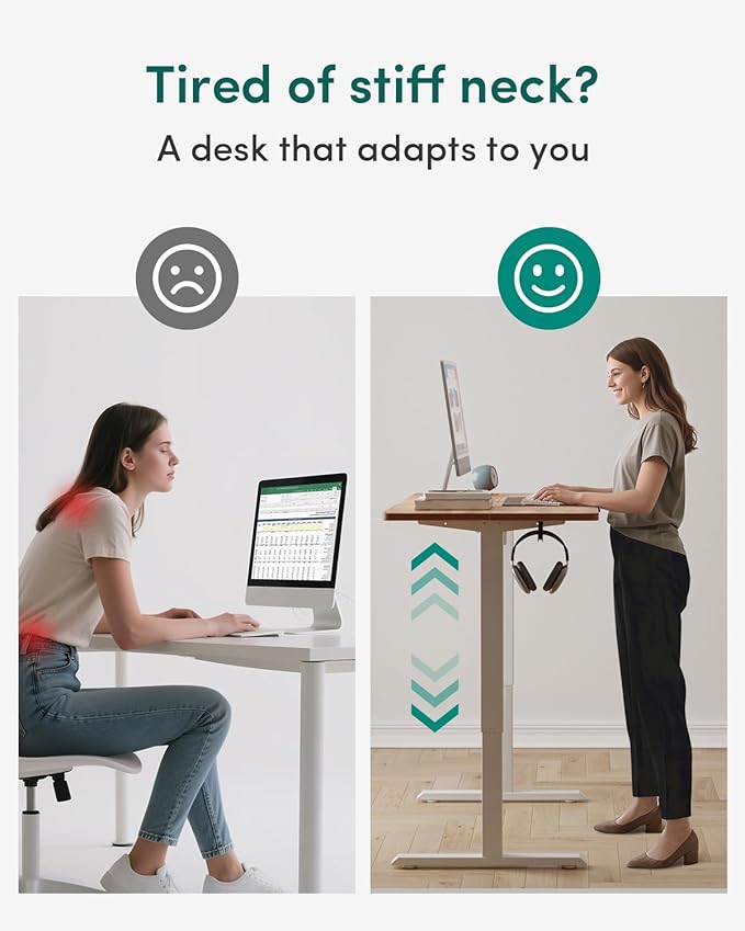 CubiCubi 63 x 28 Large Standing Desk, Height Adjustable Electric Computer Desk, 28" Deep Desktop, Sit Stand up Home Office Workstations with 4 Preset Heights, Light Rustic
