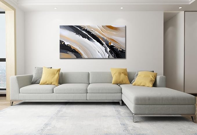 weiyiart Abstract Wall Art Wall Decor Brown and Black White Modern Canvas Wall Paintings Modern Artwork for Living Room Bedroom Bathroom Office Home Decor Can Be Hung Directly 20"x 40"