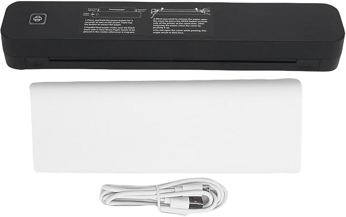 YWBL-WH Compact Thermal Printer, 203DPI Resolution, Portable Travel Printer, for Home, School, Office, On The Go Professionals
