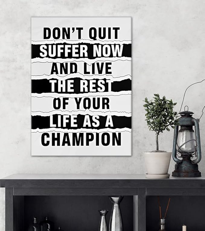 Black and White Inspirational Framed Wall Art Motivational Posters Canvas Paintings Office Men Wall Decor Don't Quit Artwork Gallery Wrapped Easy to Hang-12x16 inch