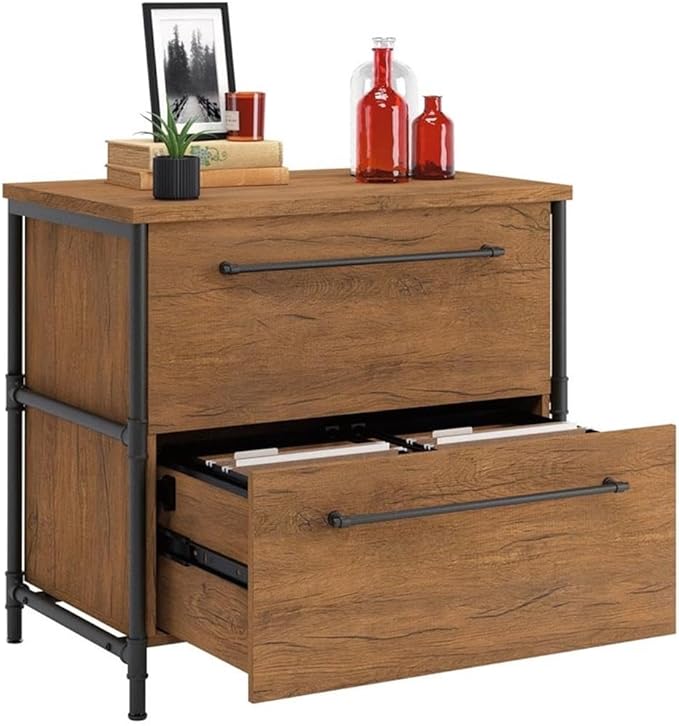 Sauder Iron City Lateral File, Checked Oak Finish