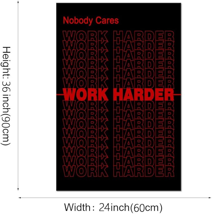 Modern Motivational Office Wall Decor Nobody Cares Work Harder Entrepreneur Quote Inspirational Canvas Wall Art Inspiring Success Painting Artwork Easy to Hang for Home Decorations - 24''W x 36''H