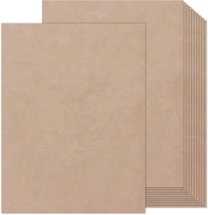 90PCS Vintage Paper 8.5 x 11 in Parchment paper for Writing Letter writing Paper, Decorative Printer Paper for Invitation, Letter, Resume, Award, Diploma, Art, Craft (Tan)