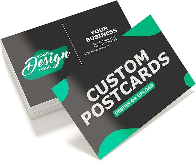 GotPrint Custom Printed Postcards – Upload Your Design or Text, 4x6 inches, Horizontal, front and back, 14 pt thick glossy cardstock, 4x6, 2500 Qty