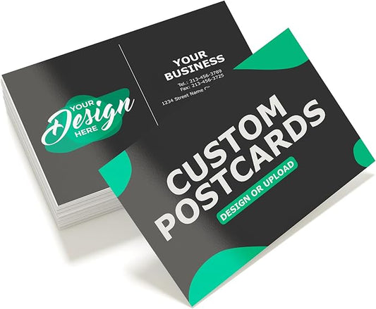 GotPrint Custom Printed Postcards – Upload Your Design or Text, 4x6 inches, vertical horizontal, front and back, 14 pt thick glossy cardstock, 4x6, 50 Qty