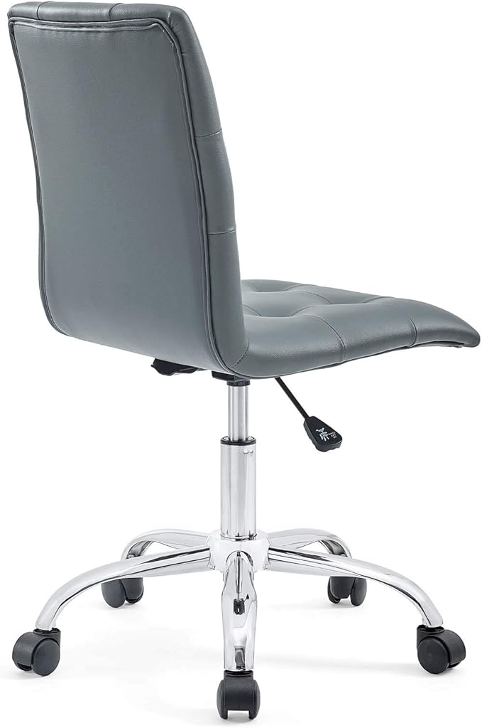 Modway Prim Ribbed Armless Mid Back Swivel Conference Office Chair In Gray