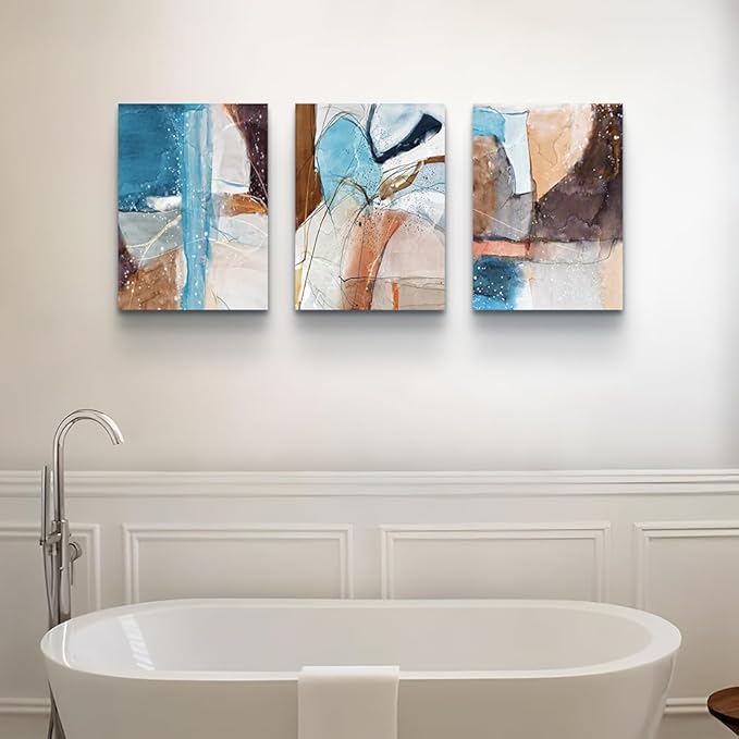 DZRWUBHS Canvas Wall Art - Modern Abstract Ink Wall Painting - Office & Bedroom Decor - Framed Prints Ready to Hang - 3 Piece Set