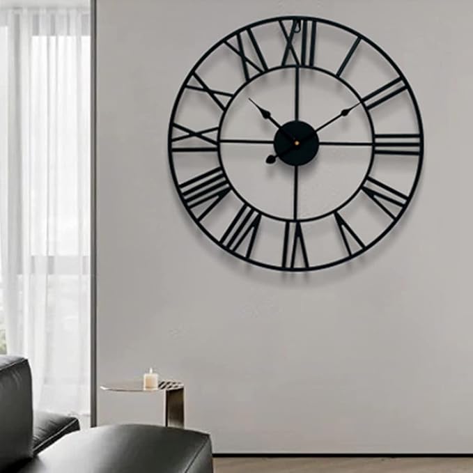 Wall Clock Wall Clock Metal Modern Wall Clocks Battery Operated Silent Clock with Roman Numerals for Office Home Wall Decor Home Decoration Clock (A 60 * 60cm)