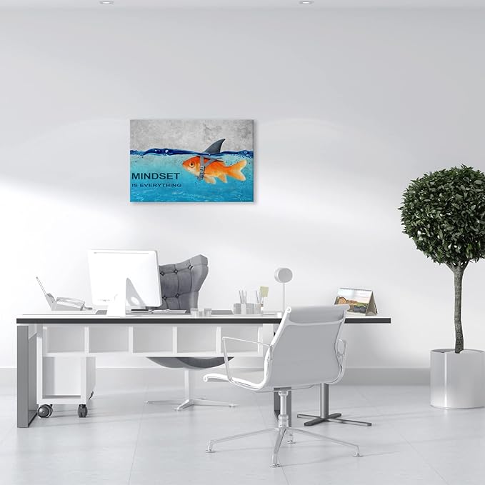 BWSPACE Mindset is Everything Wall Art Office Decor Motivational Quotes Canvas Wall Art Prints Entrepreneur Bundle Set 1 Pieces Inspirational Wall Art Decorations for Home (30" W x 40" H)