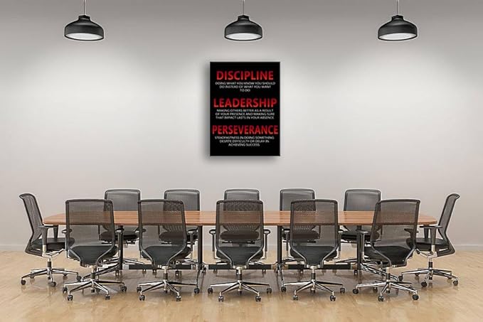 Inspirational Posters Motivational Canvas Wall Art Discipline Leadership Perseverance Printing Print Picture Modern Home Office Wall Decor Artwork Framed Living Room Ready to Hang[30″W X 40″H]
