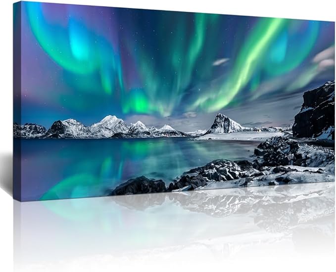 Lapremoly Canvas Wall Art For Living Room farmhouse Wall Decor For Bedroom Office Decor Blue Aurora Pictures Landscape Wall Paintings Prints posters Artwork Framed Wall Mural Room Home Decoration
