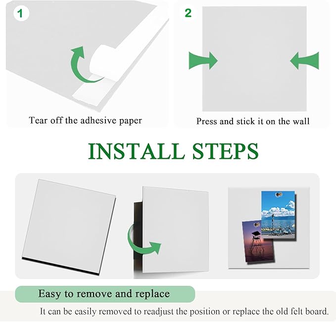 Large Cork Board for Wall 48" x 36", 12 Pack Felt Wall Tiles with Safe Removable Adhesive Tabs, White Bulletin Board, CorkBoards for Office, School, Bedroom