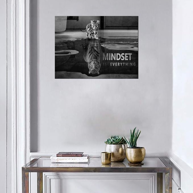 Yatsen Bridge Mindset is Everything Wall Art Inspirational Quotes Office Wall Decor Motivational Posters Entrepreneur Canvas Art Picture Ready to Hang for Living Room Decor - 18''Hx24''W