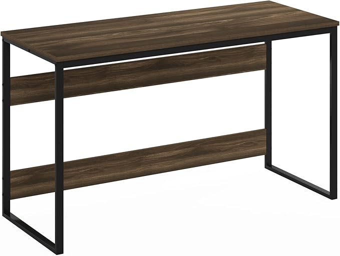 Furinno Moretti Computer Desk, Gaming Desk with Metal Frame, Office Desk, 52" Width, for Home Office, Gaming, Study, Brown Walnut