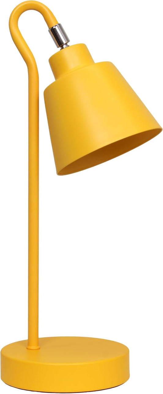 Simple Designs LD1079-YLW 16" Sleek Essentials Metal Looped Desk Task Lamp with Adjustable Shade, for Office, Desk, Nightstand, Dorm, Yellow
