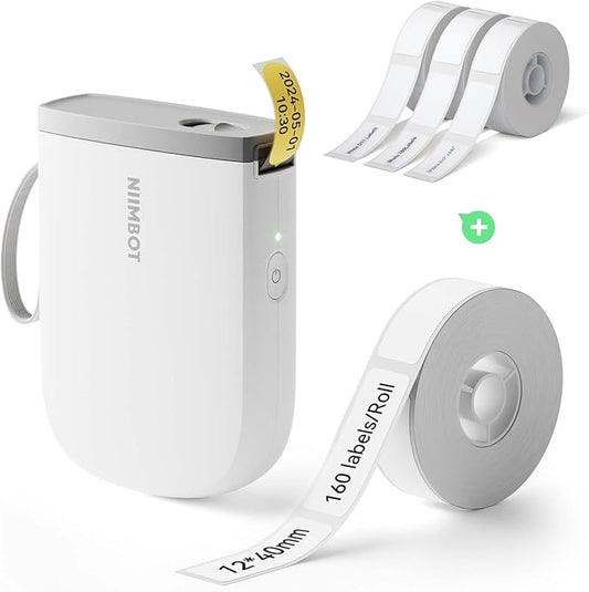 NIIMBOT D11 New Version Label Maker Machine with Tape,300DPI Bluetooth Label Printer, Portable Thermal Printer,Sticker Maker for Organizing Home Office School,White
