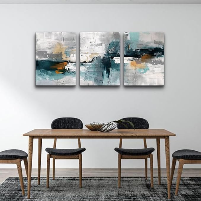 TTHYUEWS Abstract Wall Art For Living Room Bedroom Wall Decor Modern Office Decorations Color Block Wall Paintings Pictures Artwork Hotel Canvas Prints Art 3 Piece Minimalist Aesthetic Home Decor