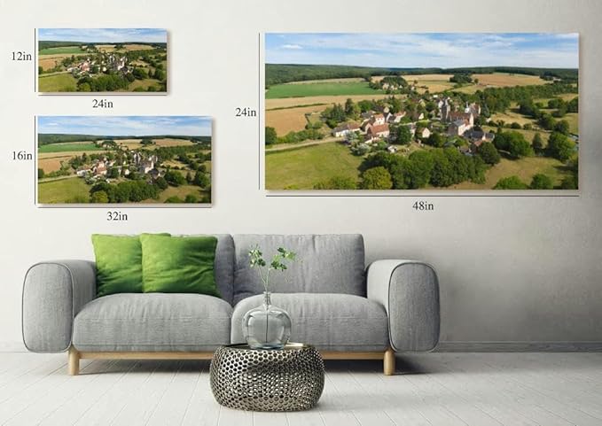 The traditional village Beuvron the Burgundy France summer Canvas Wall Art Large Framed Prints Pictures Wall Decor Posters Painting Artwork for Living Room Bedroom Kitchen Bathroom 16x30