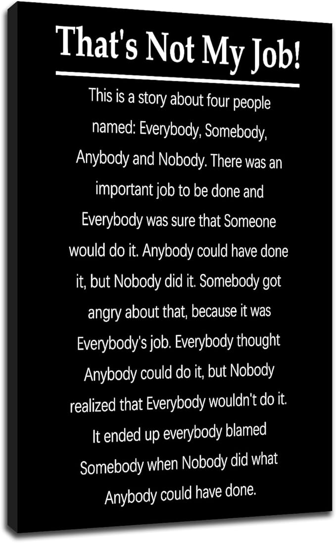 DINGFUN That's Not My Job Quote Inspirational Canvas Wall Art for Office Poster Team Building Accountability Picture Print for Living Room Workplace Classroom Conference Room Decor [24''Wx36''H]