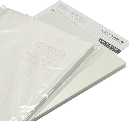 Forever Laser Dark No-Cut Paper 11" x 17" A+B (20 Sheets) - Iron Heat Transfer SS Film Sheet for T-shirts, DIY Craft