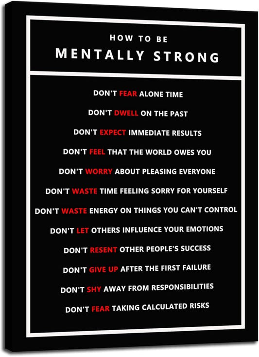 Inspirational Canvas Office Wall Art Motivational Entrepreneur Quotes How To Be Mentally Strong Poster Print Artwork Painting Wall Picture for Living Room Home Office Framed [18" W x 24" H]