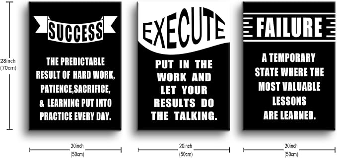 Inspirational Wall Art Successful Entrepreneur Quotes Poster Printing 3 Pieces Always Remind Yourself Posters Print for Living Room Teens Room Gym Workplace Artwork Ready to Hang [60''W x 28''H]