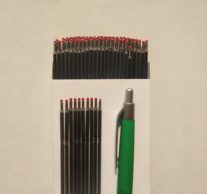100 Pcs Ball Point Pen Refills Black,1.0mm Ballpoint Pens Refills Used for Retractable Type Ballpoint Pens,Size107 mm/ 4.2 Inch,Send1 Extra Pen,for Office School Supplies (Black)