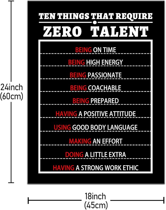 10 Things That Require Zero Talent Motivational Poster Inspirational Positive Quotes Picture Printed On Canvas for Home Modern Living Room Gym Office Wall Decoration Ready to Hang [18''Wx24''H]