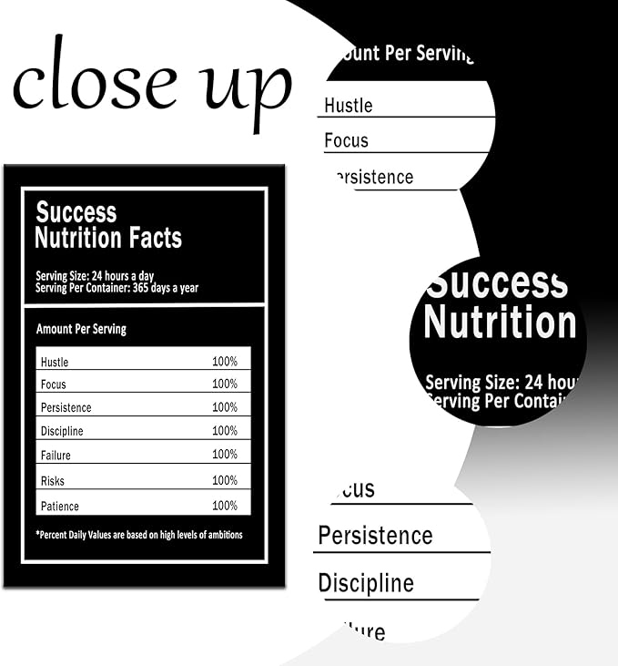Inspirational Canvas Wall Art Success Nutrition Facts Poster Print Inspiring Entrepreneur Quote Motivational Painting Artwork for Living Room Office Wall Decoration Framed Ready to Hang [24''Wx36''H]