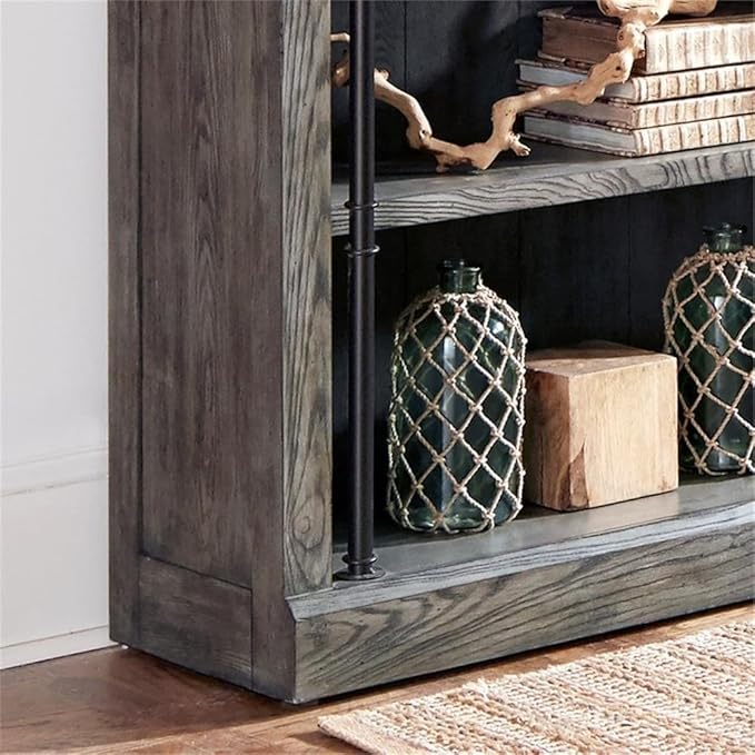 Martin Furniture Avondale 8' Tall Bookcase Wall with Ladder Storage Organizer Display Gray