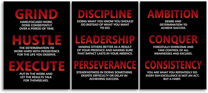 Inspirational Canvas Print Wall Art Motivational Picture 3 Pieces Painting Office Decor Poster Modern Inspiring Artwork for Home Living Room Classroom Gym Decor Framed Ready to Hang[36''Wx 16''H]