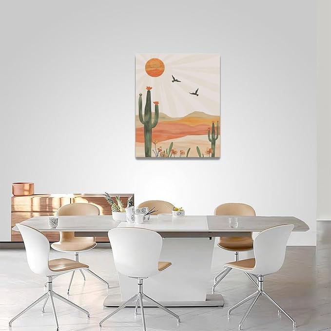 Cactus Wall Art Succulent Desert Boho Pictures Wall Decor Minimalist Nature Canvas Painting Print Home Modern Artwork Decorations Framed for Bathroom Living Room Bedroom Office 16 x 20 inch