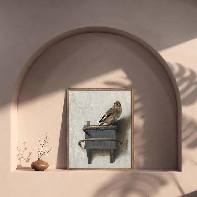Kizbok Vintage Bird Wall Art Prints Decor, Neutral Bird Still Life Canvas Prints Painting, Farmhouse Wall Decor Antique Animal Art Pictures for Bedroom, Vintage Artwork Poster for Bathroom Bedroom Gallery Home(8" x 10"-UNFRAMED)