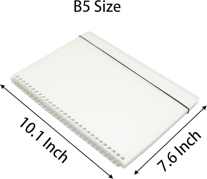 Yansanido Spiral Notebook, 4 Pcs 10.1 Inch x 7.6 Inch B5 Thick Plastic Translucent Frosting Hardcover Dot Paper 80 Sheets -160 Pages Journals for Study and Notes (B5 7.3"X 10"-Dot Grid 4pcs)